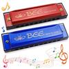 UVVRUR Armonica a bocca per bambini, 2 pezzi, armonica a bocca per bambini, 10 fori, diatonica, regalo musicale perfetto per bambini, adulti, principianti e interpreti (rosso blu)