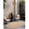 Ted Baker Woodfield - Tappeto ovale in tessuto piatto, adatto per esterni, facile da pulire, per soggiorno, terrazza, sala da pranzo, balcone, in iuta bianca, 160 x 230 cm