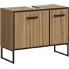 xonox.home Mobile lavabo Bagno 80 x 63 x 36 cm in rovere Artisan - Mobile base con 2 ante, 4 scomparti e apertura a sifone - molto spazio sotto il bacino, robusto e moderno