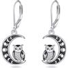 VONALA Orecchini a monachella in argento Sterling 925 con luna celtica, gatto/pipistrello/fungo, gioielli a forma di animale, regalo di compleanno per donne e ragazze, 18, Argento sterling, Pietra di