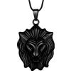 Hipunk Collana con ciondolo a forma di testa di leone - Ciondolo da uomo in acciaio inossidabile con animale, stile punk rock, gioielli hip hop, collane gotiche, Metallo, zirconia cubica