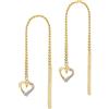 NKlaus coppia di orecchini a catena con cuore pendente in oro giallo 333 da 36mm bicolore lucido 9572