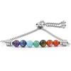 10:10 Bracciale 7 Chakra in acciaio inox e pietre naturali da 6 mm, realizzato in Italia utilizzando materiali di alta qualità. (Catena veneziana)
