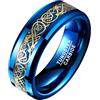 VAKKI - Anello da uomo in carburo di tungsteno con drago celtico, 8 mm, in fibra di carbonio blu/nero, fede nuziale, taglia J 1/2-Z+3, T 1/2, Tungsteno, Non pietra preziosa