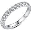 IMOLOVE Moissanite Fede nuziale, 0.3-1 ct D Colore VVS1 Sterling Silver Rings Half Eternity impilabile Anello di fidanzamento anniversario Band, 5, Gemma, Moissanite
