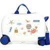 Enso Mr Crab - Zaino per bambini in ABS, doppia ruota girevole multidirezionale, chiusura laterale a combinazione per viaggi sicuri, molteplici usi, bianco, 31 cm x 45 cm x 20 cm, Valigetta per