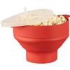 Relaxdays Popcorn Maker in Silicone da Microonde, Pop Corn Popper Pieghevole, Senza Olio, Ciotola Cuoci Pop-corn, Rosso