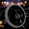 ZHjuju Coprivolante donna, accessori auto diamanti scintillanti, 38 cm, universale, strass, velluto antiscivolo, cristalli massaggianti, regalo elegante (nero/argento)