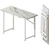 Lutown-Teen 120 cm Scrivania Pieghevole Per Computer, Scrivania Da Campeggio Per Computer Da Gioco, Tavolo Per Ufficio Domestico Senza Necessità Di Montaggio, Marmo Bianco