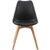KONTE.DESIGN Set di 4 sedie WYNWOOD in polipropilene vari colori, cuscino ecopelle, gambe in legno di faggio, 47x52x82 cm (Nero)