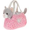 Gipsy TOYS - PELUCHE GATTO GIRLY BAG FASHIONISTA GRIGIO E BIANCO CON BORSA E DETTAGLI ARGENTATI - 18 CM