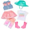 Glitter Girls - Salve, amici! - Vestiti per bambole da 36 cm - Completo da equitazione per bambole - Gilet rosa e blu - Cappello, gonna, stivali da cowgirl - Giocattolo per bambini dai 3 anni in su