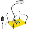 Nomiou Mano d'aiuto magnetica, terza mano di saldatura, supporto per circuiti stampati PCB con bracci in metallo flessibile con lampada d'ingrandimento a LED 3X