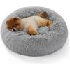 Bedsure Cuccia Gatto Morbida 60x60cm - Cuccia Pelosa per Cani Colore Grigio Chiaro, Cuscino Gatto Antistresss con Peluche Lavabile, Lettino Calmante per Gatti