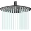AULEEND Docce Fisso Rotondo Soffione Doccia a Pioggia in Acciaio Inox Soffione Doccia a Pioggia con Getti In Silicone Anticalcare 304 Acciaio Inox Ultra Sottile (Nero, 25 cm)