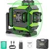 Huepar Livella Laser Autolivellante 12 Linee,3 x 360° Livello Laser Verd,3D Autolivellante,Batteria al Litio Ricaricabile,Supporto Rotante Magnetico, Luminosità Regolabile