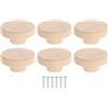 QUARKZMAN 6Pcs Maniglia Rotonda in Legno per Cassetto, Diametro 2 Maniglie Piatte e Tonde per Cassetti in Legno con Viti per Mobili Cassetto Armadio Credenza