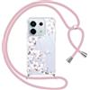Yoedge Cover con Cordino per Xiaomi Redmi Note 13 Pro 5G/Poco X6 5G 6,67, Trasparente Disegni Fiori Custodia con Collana Tracolla Laccio Collo, Sottile TPU Silicone + PC Case per Redmi Note 13 Pro,05