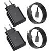 Tuvoyo 45 W caricatore USB C compatibile con Samsung, 2 confezioni di ricarica rapida per Galaxy S25 Ultra/S25+/S25/S24 Ultra/S24+/S24/S23/S22/S21/A56/A55/A36/A16/Flip 6,Tab S10 e 1,8 M Cavo,Presa USB