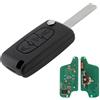 Heart Horse FSK 433Mhz Ricambio Chiave Guscio Telecomando per Peugeot/Citr0en, 3 Tasti Telecomando per Auto CE0523 compatibile con C2 C3 C4 C5 Berlingo Picasso 207 307 407 con PCF7941Chip HU83 Lama