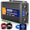 Starkbaer 3000W/6000W Inverter 12V 220V Onda Pura, Trasformatore 220V 12V, Convertitore per Auto, Con schermo LCD, telecomando, presa CA e USB-C. Per camper, auto, solare, campeggio e blackout [Classe A+]