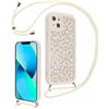 Kueqeay Cover con Cordino per iPhone 13 Mini 5,4", Aesthetic Leopardata Motivo Bianco Custodia con Laccio Tracolla Cordoncino Morbida TPU Silicone AntiGraffio Antiurto Bumper Protettiva Case, 02