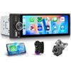 Rimoody Autoradio 1 Din con Wireless Carplay Android Auto iOS/Android Mirror Link, 6.28 Pollici Touchscreen Autoradio con Bluetooth 5.2 FM Radio USB/AUX/EQ Comandi al Volante Telecamera Posteriore