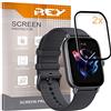Rey Pack 2X Pellicola salvaschermo 3D per AMAZFIT GTS 3 - AMAZFIT GTS 4, Nero, Vetro temperato, Copertura Completa, Pellicola Protettiva Protezione Schermo, 3D / 4D / 5D