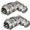 RUNCCI-YUN 2 pezzi GX16 6Pin Aviation Connettore,saldatura, 16 mm Metallo Pannello Montaggio Maschio Femmina Connettore (GX16 6Pin gomito 90 gradi)