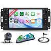 Rimoody 4G+64G Wireless Carplay Android Autoradio per Jeep Wrangler Compass Grand Cherokee/Chrysler 300C/Dodge/Chevrolet 7 Pollici Autoradio Android Auto Navi GPS WIFI Bluetooth FM/RDS Telecamera Posteriore