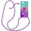 YuhooTech Custodia con Cordino per iPhone 5/5S/SE 2016, Liquid Quicksand Cover con Collana Practical Stylish, Trasparente Silicone Glitter Liquido Antiscivolo Case per Cellulare Girocollo