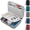 Arae Organizer Cavi da Viaggio - Porta Cavi Organizer Impermeabile 2 Strati con Scomparti Regolabili per Caricabatterie, Cavi USB, Accessori Tech, Custodia Compatta per Zaino e Viaggi, Grigio