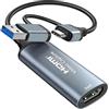 LAIVIYA Scheda di acquisizione video, Scheda di acquisizione per giochi, 4K HDMI verso USB Scheda di acquisizione, Adattatore HDMI Schede di acquisizione audio video, per video, Giochi, Streaming
