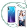 ISOI - Cover con Cordino compatibile con Huawei P30 lite, Regolabile Collana Tracolla Laccio Collo, Trasparente Custodia in Silicone TPU Morbido con Paraurti Airbag Antiurto - Verde