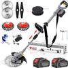 Fiutazge Tagliabordi a Batteria 21V, Decespugliatore a Batteria 4 in 1, con 2 Batterie 4,0 Ah, Maniglia Telescopica, Testa Girevole 90°, 2 Spazzola per Erbacce, 20 Taglio Linee, 4 Lame in Lega, per Potatura