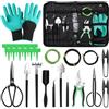 TAVADA Set di Attrezzi da Giardinaggio, 28 Pezzi Kit Bonsai con Forbici Potatura, Forbici Bonsai, Rastrello, Filo Bonsai, Guanti da Giardinaggio, per Giardino, Piante in Interni, Grasse