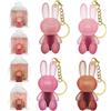 SHOWHEEL 4 Colori Carino Coniglio Lip Glaze, 2 in 1 Portachiavi Lip Gloss lip Stain, Rossetto Liquido Opaco, Rossetti Rabbit Key Chain lip, Lucidalabbra Impermeabile e Duraturo Antiaderente