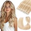 UK-Fashion-Shop Extension Capelli Veri Clip Fascia Unica Remy Human Hair Naturali Umani Lisci One Piece Hair Extension 45 cm (50 g) #18P613 Sabbia Biondo/Biondo Chiarissimo