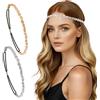 LQTSLFM Fascia Capelli Donna Sequin, 2PCS Fascia Sottile Elastica Taglia, Catena per La Testa Stile Bohémien in Paillettes, Accessorio Headband Vintage Elegante per Matrimonio, Festa, Serata, Cosplay (A)