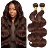Lakaisa Body Wave Capelli Naturali Umani Donna Extensions Human Hair Bundles Sew in Hair Chocolate Brown Real Hair Extensions 2 Bundles Unprocessed Minimal Smell for Woman 30 30 Pollici