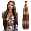 Lakaisa Straight Human Hair Bundles P427 Highlight Blonde Human Hair Extensions Capelli Naturali Umani Donna Extensions Sew in Hair Single Bundle Real Hair Low Shedding for Woman 16 Pollici
