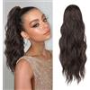XFSRG 45cm Capelli Mossi Vaporosa Parrucca Donna Capelli Finti Per Acconciature Extension Coda Parrucca Con Banda Elastica Ponytail Naturale Regali Per Donna(Marrone Scuro)