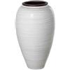 DRW Vaso da pavimento rotondo in ceramica bianco beige lucido e bocca in marrone scuro 80x45x45 cm