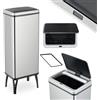 Relaxdays Cestino Automatico Spazzatura, Pattumiera Cucina 60 L, Coperchio Sensore Elettrico, Anello Buste, Acciaio Inox