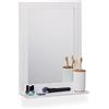 Relaxdays Specchio da Parete da Bagno, con Mensola, Specchiera Rettangolare con Ripiano, HLP: 55 x 40 x 12 cm, Bianco