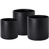 D'vine Dev -Set di 3 vasi in plastica per piante con foro di drenaggio e piattini senza cuciture, 25,4 cm, 30,5 cm, 35,6 cm, XXL, 74-V-B-6, nero