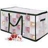 Relaxdays Scatola per Palline di Natale Relaxdays, 128 Palline, HLP: 37x73x36 cm, plastica, Cartone, Trasparente/Verde