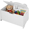 Relaxdays Cassapanca Porta Giocattoli Design Orsetto, MDF Bianco, 48x60x38 cm