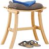 Relaxdays Sgabello in Bambù, Design Curvo, Poggiapiedi Elegante, Wooden Stool per Guardaroba, HxLxP: 48 x 56 x 28,5 cm