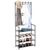 Relaxdays Appendiabiti con 4 Ripiani Porta-Scarpe, Barre con Ganci, Ferro Nero, 150,5x59,5x25 cm
